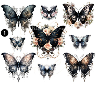 Gothic Butterflies UV DTF Decal Sheet- 2 Designs available
