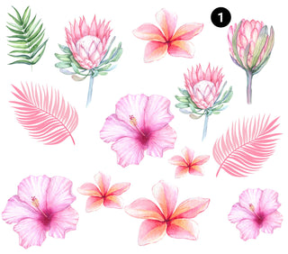 Tropical Flowers and Leaves UV DTF - 7 Designs