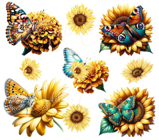 Butterflies and Flowers UV DTF Decal sheets