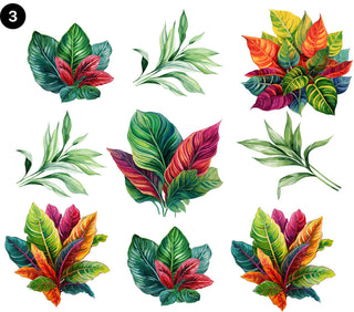 Tropical Flowers and Leaves UV DTF - 7 Designs