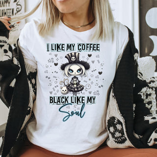 I like my coffee black like my soul DTF Transfers- 2 Designs