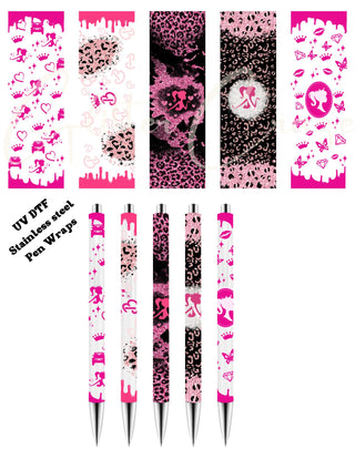 Barbie Stainless UV DTF Pen wraps- 2 sets available- 5 wraps per set