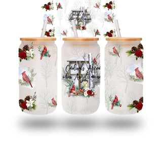 Cardinals  Appears when angels are near UV DTF 16oz Libbey Wrap