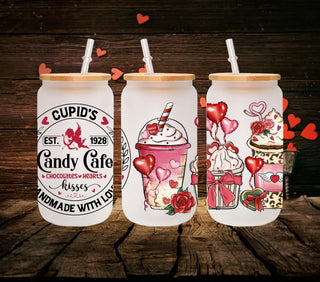 Cupid's Candy Cafe- UV DTF 16oz Libbey Wrap