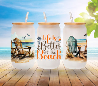 Life is Better at the Beach- UV DTF 16oz Libbey wrap