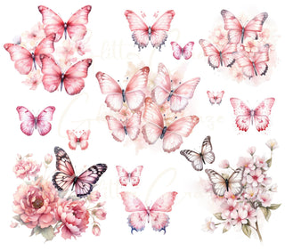 Pink Butterfly UV DTF Decal sheet
