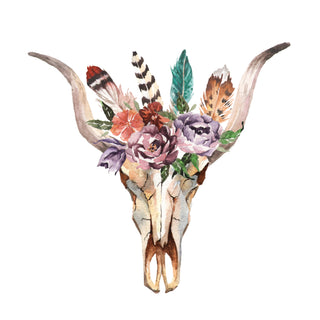 Bull Skull With Flowers UV DTF Decal