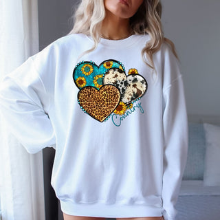 Country Cow print Hearts DTF Transfer