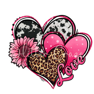 Love Cow print Hearts UV DTF Decals