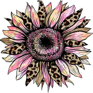 Pink Leopard Sunflower UV DTF Decal