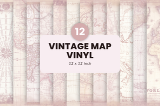 Vintage map  12x12 vinyl sheets- 12 Designs