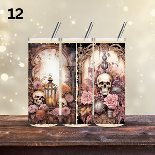 Victorian Skulls Vinyl Tumbler wraps- 20 Designs