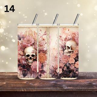 Victorian Skulls Vinyl Tumbler wraps- 20 Designs