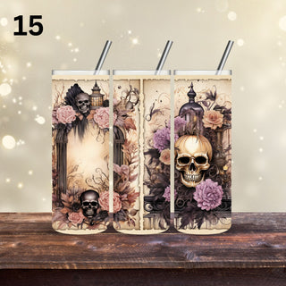 Victorian Skulls Vinyl Tumbler wraps- 20 Designs