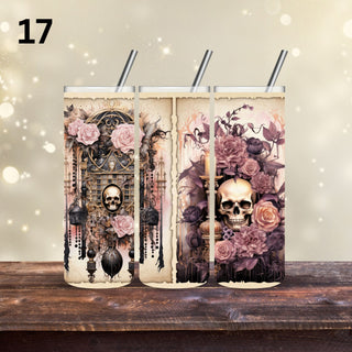 Victorian Skulls Vinyl Tumbler wraps- 20 Designs