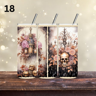 Victorian Skulls Vinyl Tumbler wraps- 20 Designs