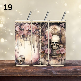 Victorian Skulls Vinyl Tumbler wraps- 20 Designs