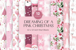 Dreaming of a Pink Christmas vinyl collection- 12x12 sheets- 12designs available