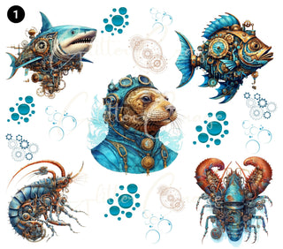 Steampunk Sealife UV DTF Decal Sheets- 5 Designs Available