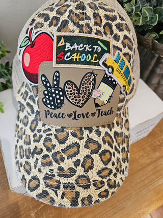 Peace love teach hat
