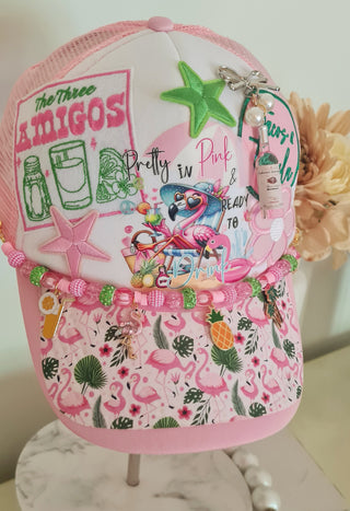 Pretty in pink and ready to drink finished trucker hat