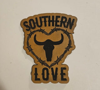 Southern Love Faux Leather iron on hat patch