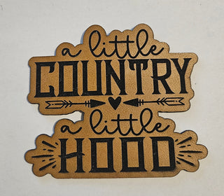 A little country a little hood  Faux Leather iron on hat patch