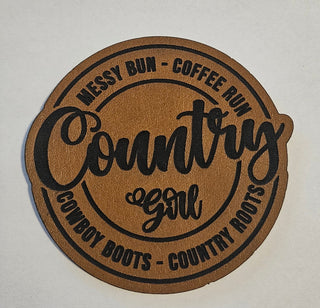 Country Girl Faux Leather iron on hat patch