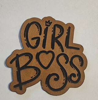 Girl Boss Faux Leather iron on hat patch