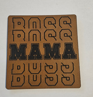 Boss Mama Faux Leather iron on hat patch