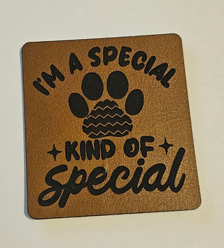 I'm a special kind of special Faux Leather Dog Bandana patch