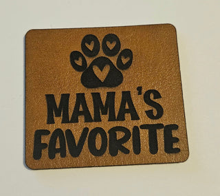 Mama's Favorite Faux Leather Dog Bandana patch