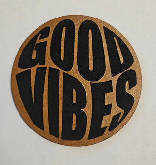 Good Vibes Faux Leather iron on hat patch