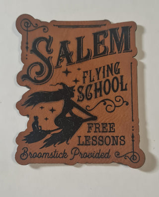 Flying school Faux Leather iron on hat patch