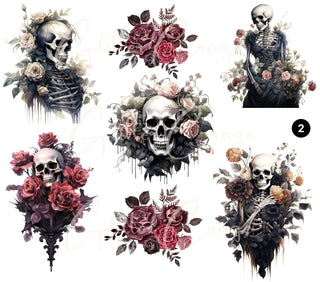 Skulls and flowers uv dtf decal sheets- 3 Designs