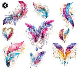 Feathers UV DTF Decal Sheets- 4 Design Options