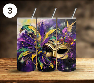 Marids Gras Vinyl Tumbler Wraps- 3 Designs- 2 Sizes