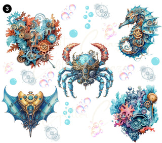 Steampunk Sealife UV DTF Decal Sheets- 5 Designs Available