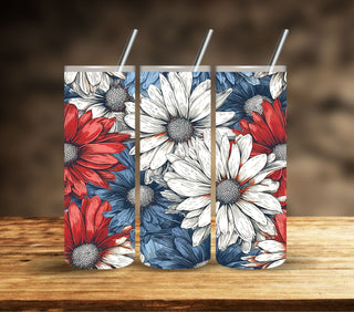 3D Patriotic Floral Vinyl Tumbler wraps- 11 Designs