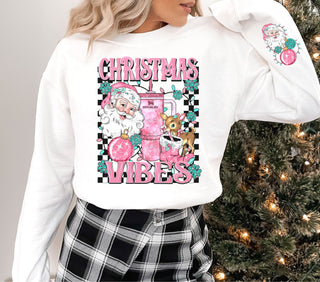 Christmas Vibes Pink DTF Transfers 2 piece set