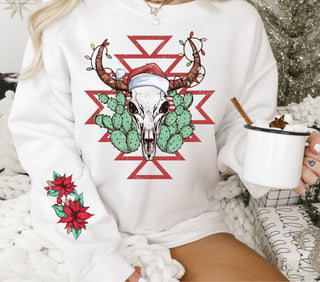 Christmas Bull skull DTF Transfer 2 piece set