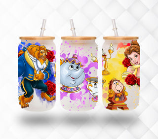 Beauty and the Beast UV DTF 16oz libbey wrap