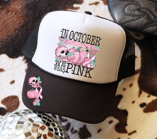 In October we wear pink skeletons hat dtf transfers 2-piece set