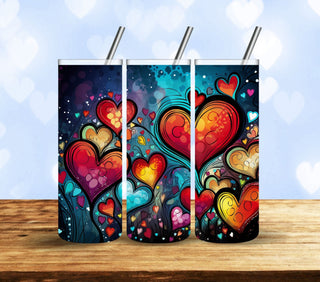 Colorful Hearts Vinyl Tumbler Wraps