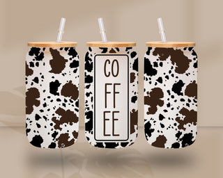 Cow Coffee UV DTF 16oz Libbey wrap