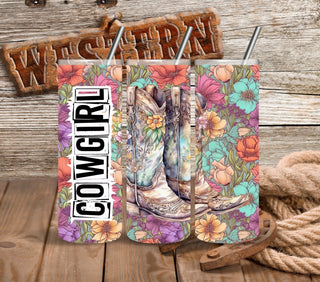 Cowgirl Floral Vinyl Tumbler wraps