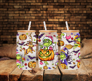 Grinchoween UV DTF 16oz Libbey wrap