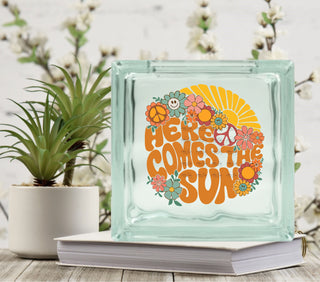 Here comes the sun Glass Block Decal