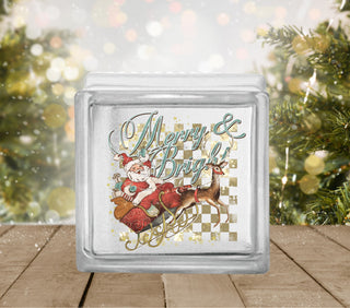 Merry and Bright Glass Block Decal