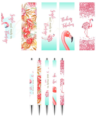 Single and ready to flamingo UV DTF Stainless Pen wraps- Set of 5